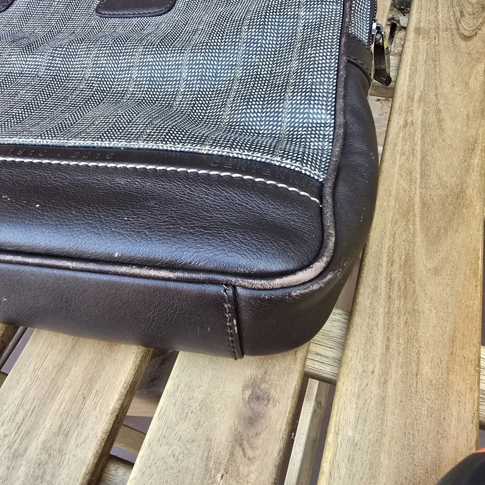 Emernegildo Zegna Elegant Black and Gray Men's Briefcase